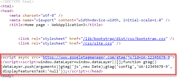 html code generated by the TagHelper
